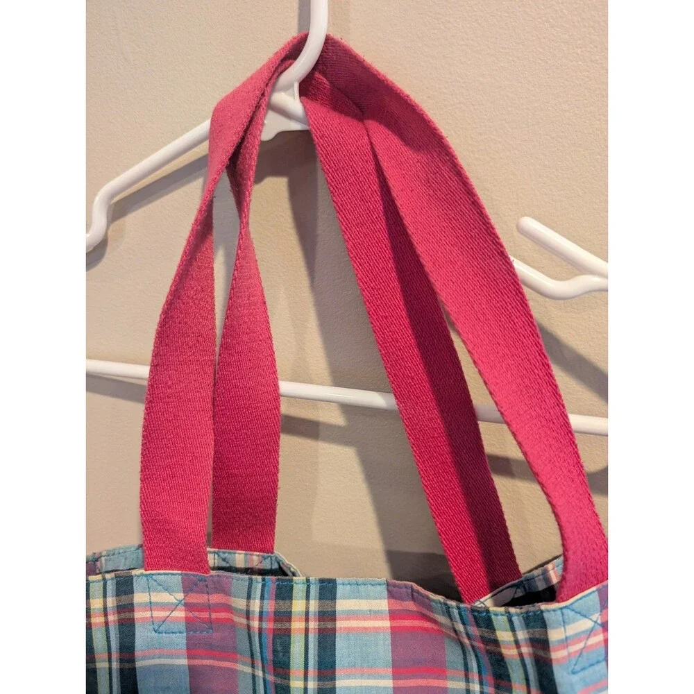 2008 PATCH Disney parks resort Tote Bag TinkerBell Plaid Pink Varsity Chenille
